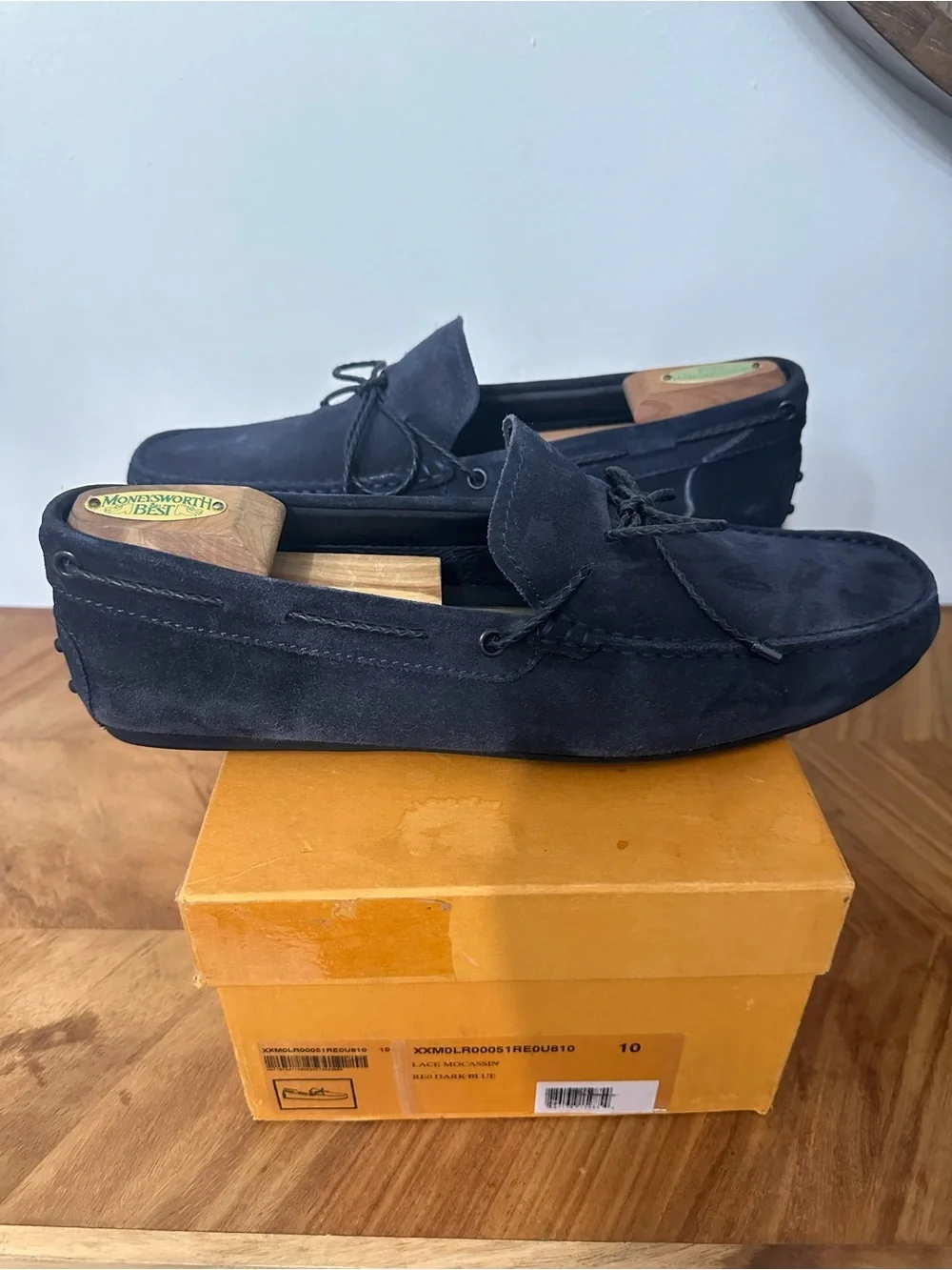 Tod’s Gommino Men's Navy Blue Suede Driving Loafers SZ 10 Luxury Coastal EUC